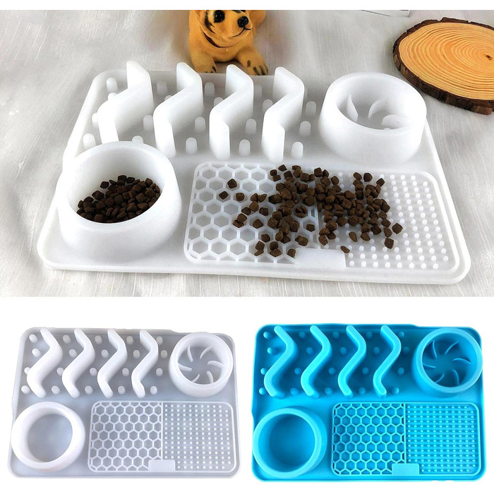 Мапа для повільного годування собак та котів: неслизька підставка для ласощів, що заспокоює, велика, з присосками, блакитна