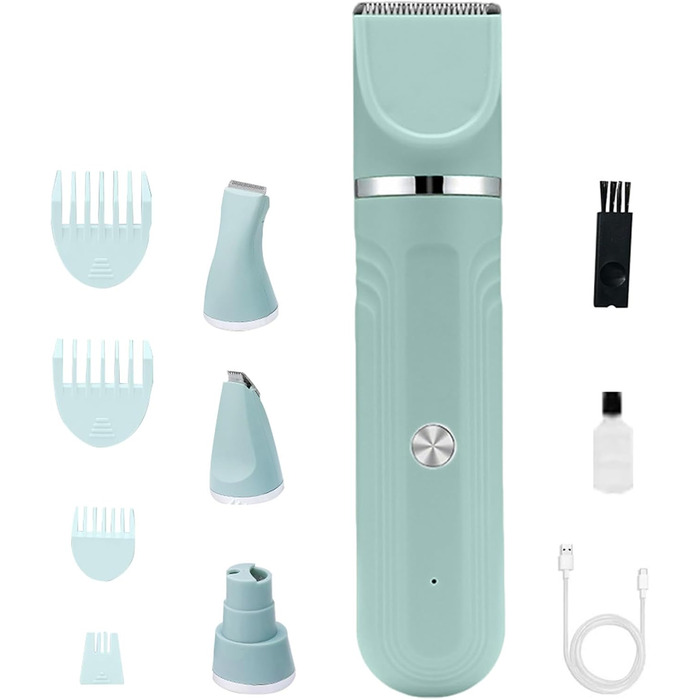 Набір для грумінгу собак 4-в-1: ножиці, щітка, гребінець, тример. Для собак, котів, цуценят. Зелений