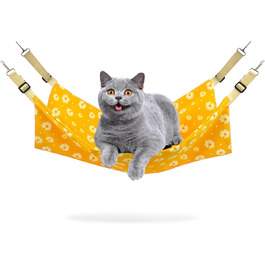 Кішка гамак для підвішування в клітці, двошарове ліжко-гамак для котів з металевими гачками, 55.9 x 45.7 см, для сну та ігор