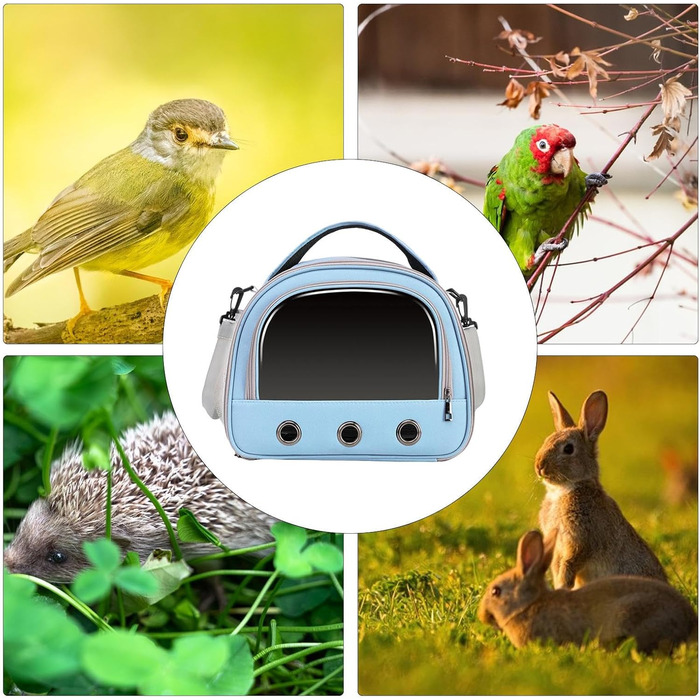 Переносна сумка-переноска для птахів Vogeltransport - Легка, дихаюча сумка для папуг, хом'яків та інших дрібних тварин (Світло-блакитний)
