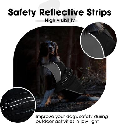 Зимовий теплий куртка для собак Nanaki з флісовою підкладкою, водонепроникний, світловідбиваючий, з отвором для повідка, пухнастий комір, середній розмір, для прогулянок на вулиці, полювання, простий у використанні, X-Large, чорний