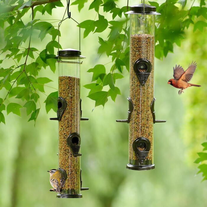 Годівниця для птахів Mixxidea з металевої труби для вулиці, 6 портів, підвісна годівниця для диких птахів