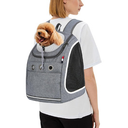 PETCUTE Рюкзак для собак і котів, переноска для тварин, рюкзак для подорожей, піших прогулянок та кемпінгу (темно-сірий)