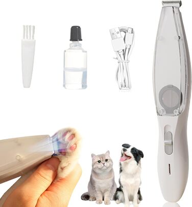 Професійний триммер для собак з пилососом та LED-підсвічуванням. Триммер для догляду за лапами, вухами, обличчям собак та котів (білий)