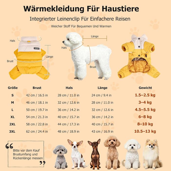 PETCUTE Зимова куртка для собак - водонепроникна, тепла, жовта (XL)