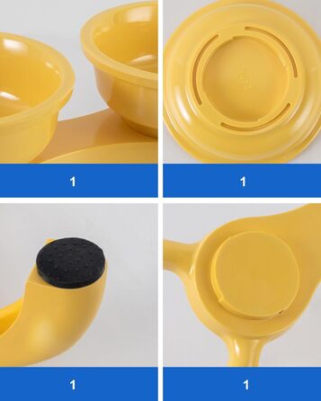 Набір мисок для котів з підняттям 2 шт. - Незламні миски для котів, автоматичне годування з меламіну, миється в посудомийній машині, широка основа з протиковзкими ніжками, миски, зручні для вусів, жовті Double