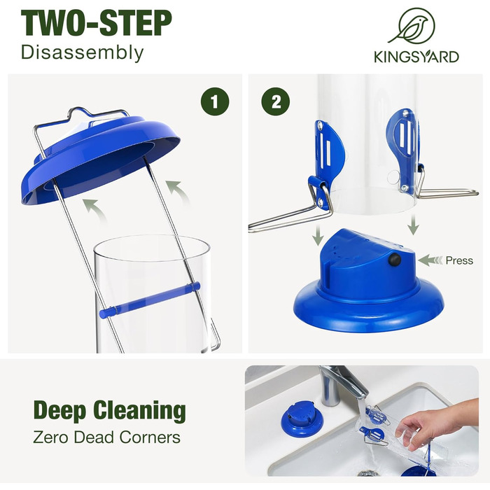 Годівниця для птахів Kingsyard на підвіску – металева годівниця для хробаків для синиць, малих сойок, чижів та птахів, античний синій колір