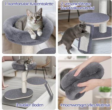 Кігтеточка для котів Eukue велика, 80 см з платформою, мотузкою з сизалю та стійкою основою. Підходить для кошенят та дорослих котів. Комплект кігтеточок (білий/сірий)