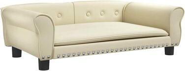 Лягушка для собак, м'яка подушка, диван-софа для маленьких собак, котів, штучна шкіра, 95x55x30 см, кремовий колір