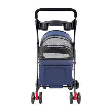 Візок для собак до 18 кг, складаний, легкий та портативний. Ідеальний для маленьких та середніх собак/кішок. Дихаюча сітка, тримач для напоїв та гальмівна система. Колір: морська хвиля