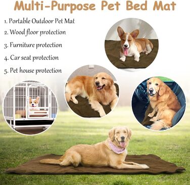 Зручна килимок-підстилка для собак та котів: водонепроникна, м'яка, для подорожей, 100 x 70 см (зелена)