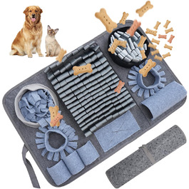 Килимок для собак HDOELGP Schnüffelteppich - інтерактивна іграшка для собак, килимок для шукання, повільний годівник, 44x66 см, зелений/сірий