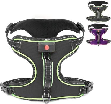 Світловідбиваючий нашийник для собак з LED-підсвічуванням, зелений, для собак маленьких, середніх та великих порід