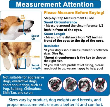 Нашийник-маска для собак LUCKYPAW, сітка, великі та середні породи, м'яка, запобігає укусам, пиття можливе, дихаюча, регульована, для цуценят (XXL, довжина морди 26,4 см)