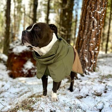 Дощовик для собак Spark Paws, водонепроникна та вітрозахисна куртка, повний захист, дихаюча, зі світловідбивачами, для малих, середніх, великих і дуже великих порід, зелено-коричнева, розмір L