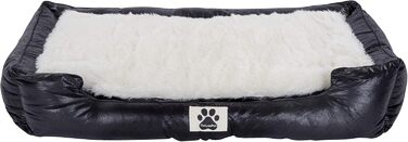 Крісло-ліжко для собак CLAMARO 'DeluxePet' чорного кольору 120x80 см з штучної шкіри, 2в1 з поворотним подушками, для великих собак, з боковинами з м'якою оббивкою, антиковзаюча підкладка, розмір Large