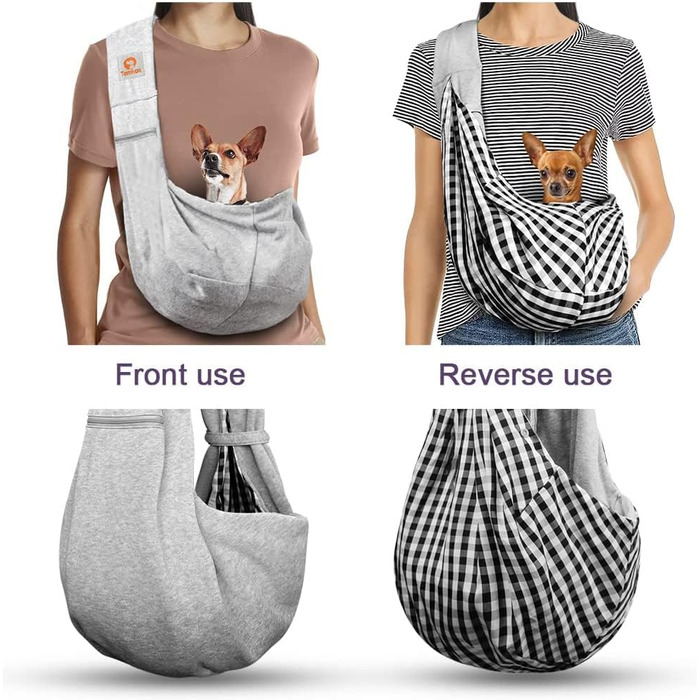 Сумка-кенгуру для собак та котів Tomkas, сірий колір, регульований ремінь, кишеня на блискавці, застібка на кнопку, розмір M