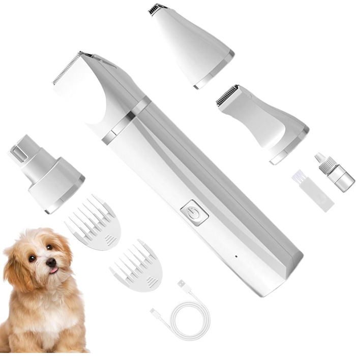 Професійна машинка для стрижки собак, бездротова, акумуляторна, для маленьких собак, тиха, для котів, вух, обличчя та задньої частини тіла, біла