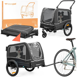 Легкий велосипедний візок для собак 2-в-1 – для собак вагою до 30 кг, складаний, з кулером, прапорцем безпеки та м'яким килимком, сумісний з електровелосипедами