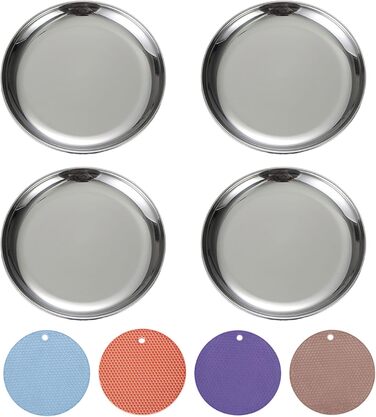 Ніжки для кота з нержавіючої сталі – для полегшення напруги, втоми, годівниця для котів з антиковзними килимками (2 шт., великі) 2 шт. (Однотонні, 6 дюймів)