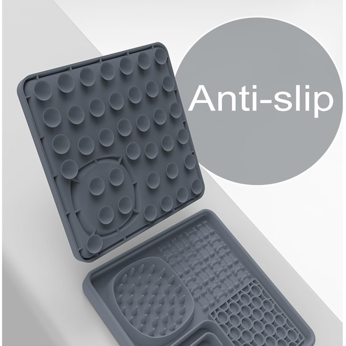 Силіконовий килимок для собак та котів - антистрес, без BPA, з великим присоском (сірий+зелений)