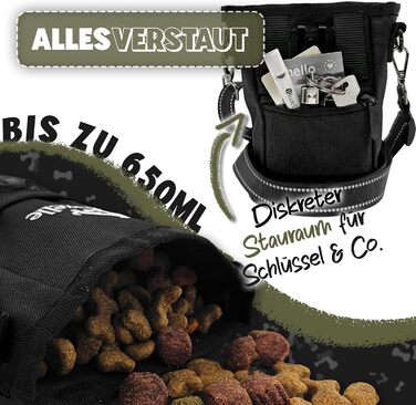 Сумка-поїльник для собак SnackKeeper 650 мл з відділенням для відходів та магнітним закриттям, чорна