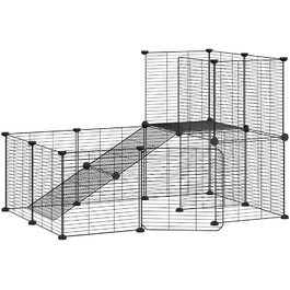 Клітка для тварин vidaXL, 20 секцій, з дверима, чорна, 35x35 см, сталева, для кроликів та цуценят