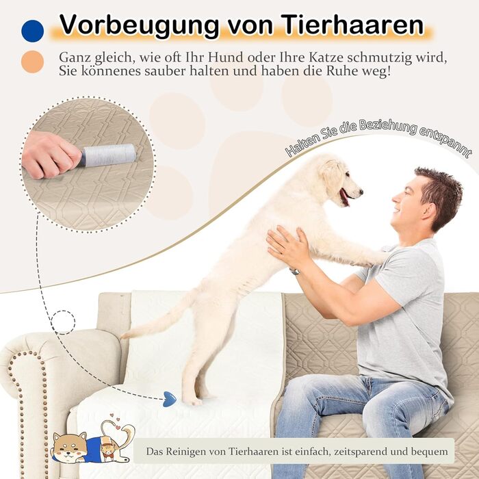 Водонепроникний килимок для собак GYURO - двосторонній, м'який, 97 x 190 см (Хакі) - для великих і маленьких собак, захист дивану, ліжка, авто, придатний для прання