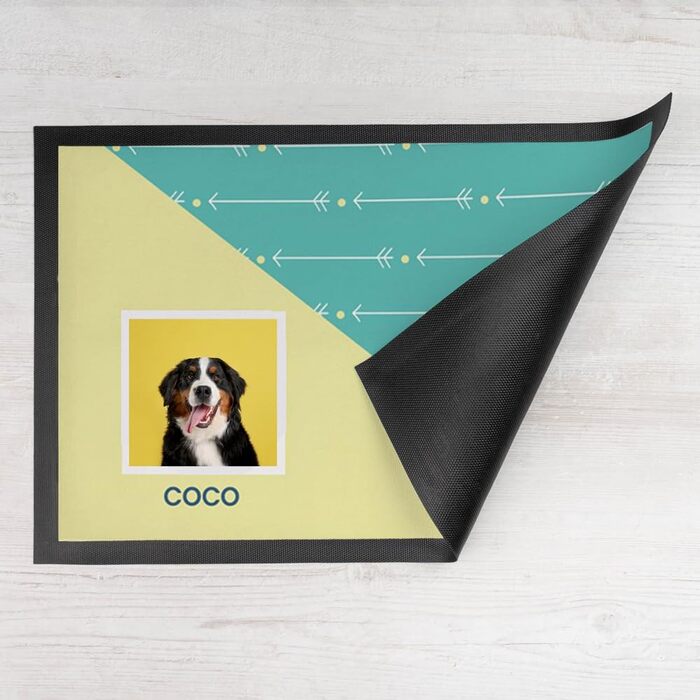 Індивідуальна підставка під миску для собак та котів Wanapix з іменем та фото | Нековзна гумова база | 60 x 40 см