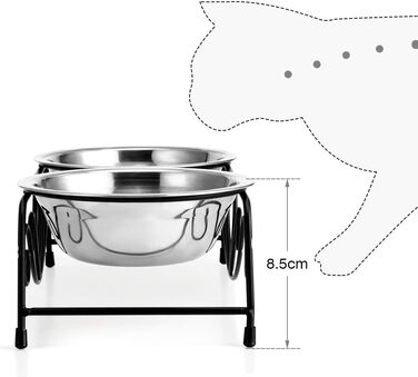 Набір мисок для котів та собак, підняті миски з нержавіючої сталі, 2 шт.