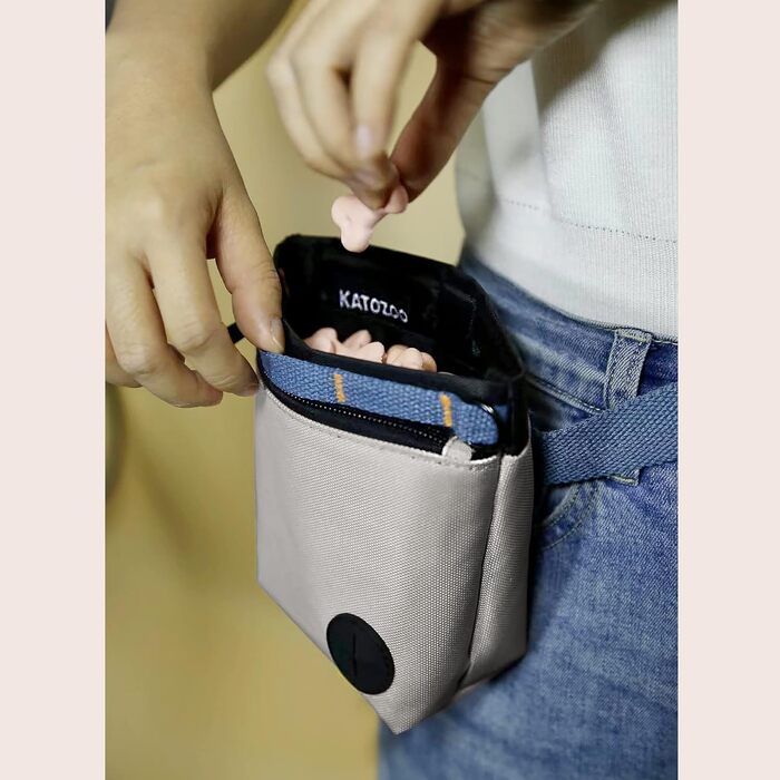 Сумка для ласощів для собак з клікером для дресирування, набір для дресирування собак, магнітна застібка, навчання без рук (Сірий)