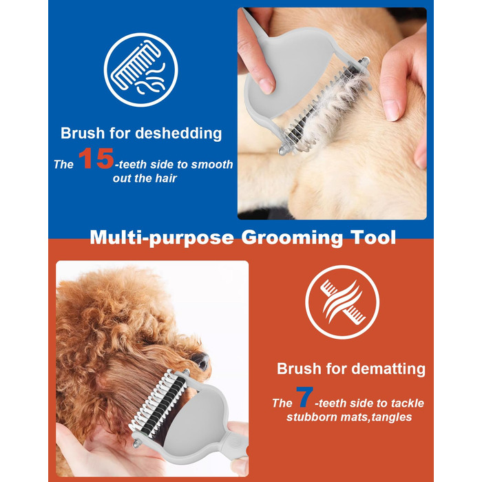 Щітка для собак для видалення підшерстка, щітка для собак для видалення підшерстка, щітка для котів для видалення шерсті, гребінець для собак та котів для розплутування, щітка для догляду за домашніми тваринами, щітка для котів для вузлів, ковтунів, вільн
