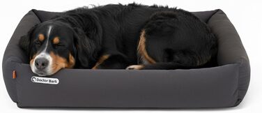 Ортопедичне ліжко для собак Doctor Bark - велике (XXL, 110x100 см) з м'якою підстилкою, сіре, миється до 95°C, гігієнічне
