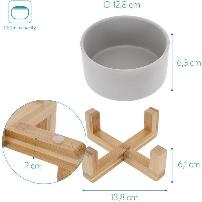 Набір мисок для котів та собак Navaris (2 шт) - серія Babus, сірий