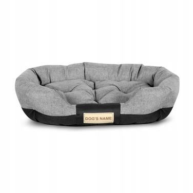 Лежанка-кошик для собак AIO Factory, водонепроникна, сіра + ім'я, 100x75 см