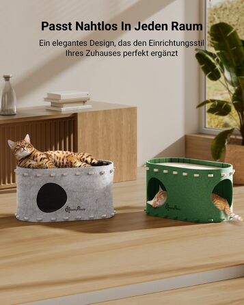 Кігтеточка-будиночок для котів DownyPaws з фетру, 2-ярусна, 50x33x50 см, для ігор та відпочинку, теплий дизайн, захист кігтів, білий