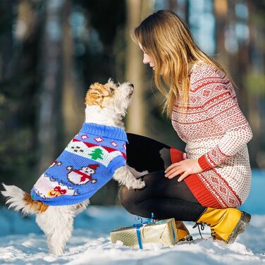 Теплий зимовий светр для собак, блакитний, розмір L | Зимовий одяг для тварин