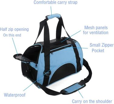 Зручна переноска для собак, котів та цуценят Dotala, складна, схвалена авіаперевізниками, блакитна, розмір S (40x20x30 см)