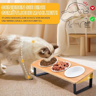 Набір мисок для котів ZOBMIO (3 шт.) з нахилом 15°, 12.5 см, 200 мл, з підставкою з силікону, придатні для миття в посудомийній машині, для котів та маленьких собак