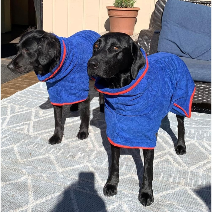 Рушник для собак, халат з мікрофібри, XXL, блакитний: швидковисихаючий, супер вбираючий, з регульованим коміром та поясом