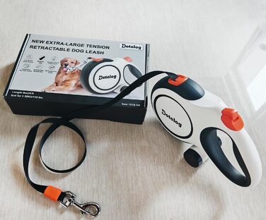 Еластична повідка для собак Dotolog, висувна, до 8 м, для собак середніх та великих порід (до 50 кг), чорна