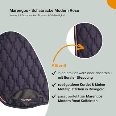 Широкий підхвіст Marengos Rosé Modern для теплокровних коней з підкладкою з пінополіуретану та кишенею | М'яка підкладка на гриві | Підхвіст у стилі барокко з квітковим стежкою та декоративною шнуркою | Для конкурного та універсального верхового лицемірув