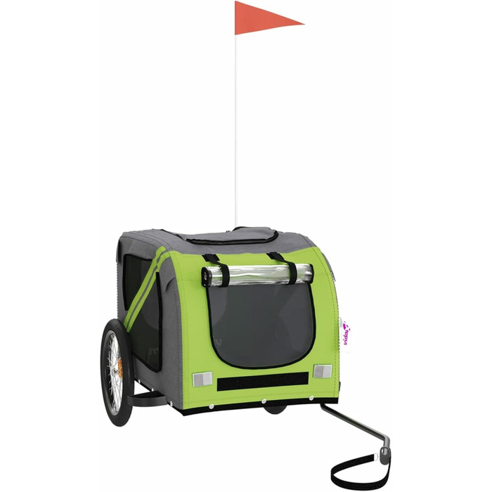 Причіп для велосипеда з собакою, зелений та сірий, Oxford-тканина та метал