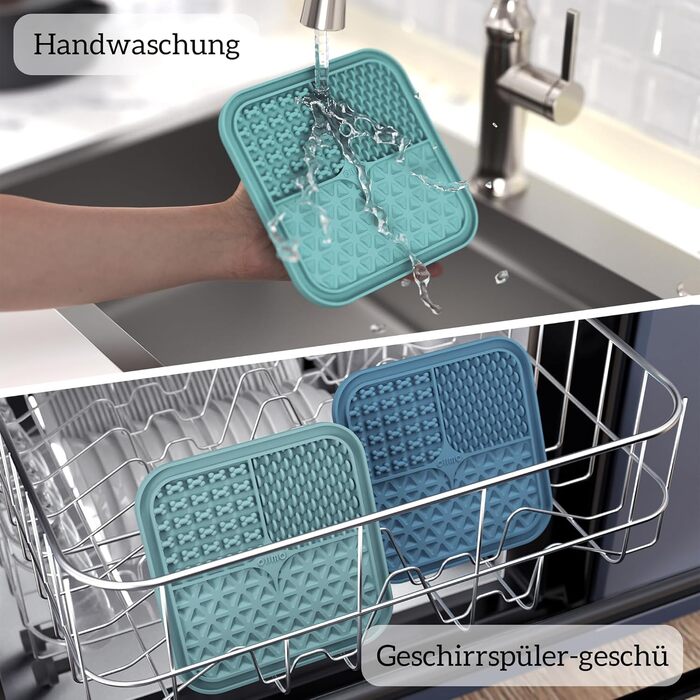 Лежанка-іграшка для собак OHMO Schleckmatte, 2 шт. (15x15 см) – для цуценят, котів, зняття тривоги, повільне годування, силікон (кораловий & вишневий)