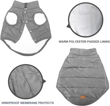 Зимовий одяг для собак Meioro: тепла куртка, жилет з флісу, зручний пуловер для маленьких та середніх собак (Сірий, S)