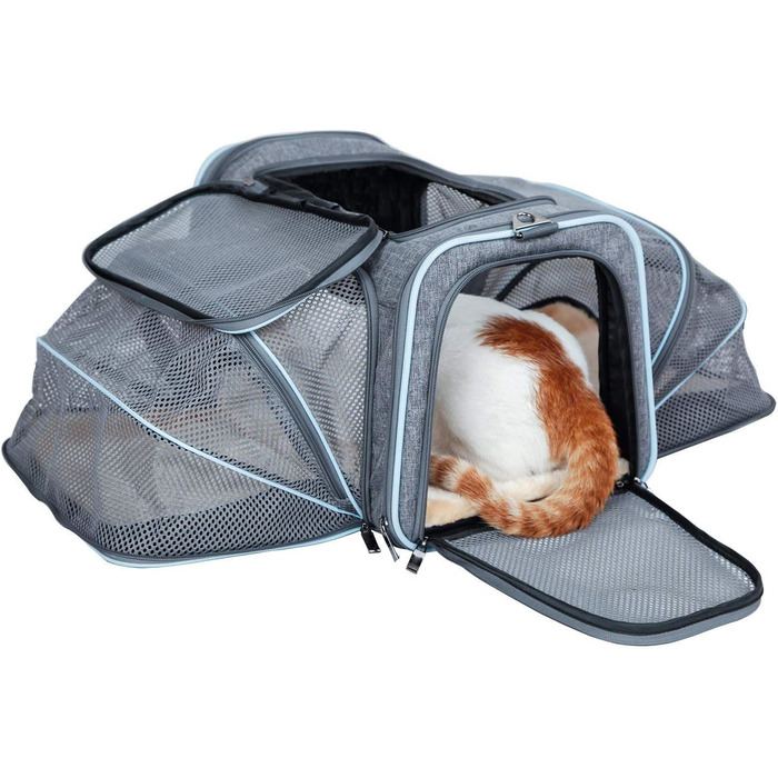 ABISTAB Транспортна переноска для собак і котів, розкладний бокс для авто та авіаперельотів, Maxi 72см, з двостороннім відкриванням та довгим плечовим ременем