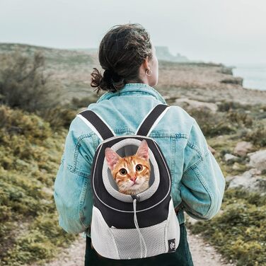 Рюкзак для собак та котів PETCUTE: зручна переноска з висувною головою та знімним килимком, чорний