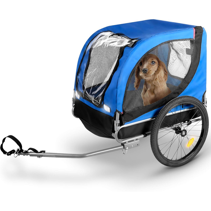 Причіп для велосипеда з захистом від дощу, для собак до 40 кг, складання, блакитний