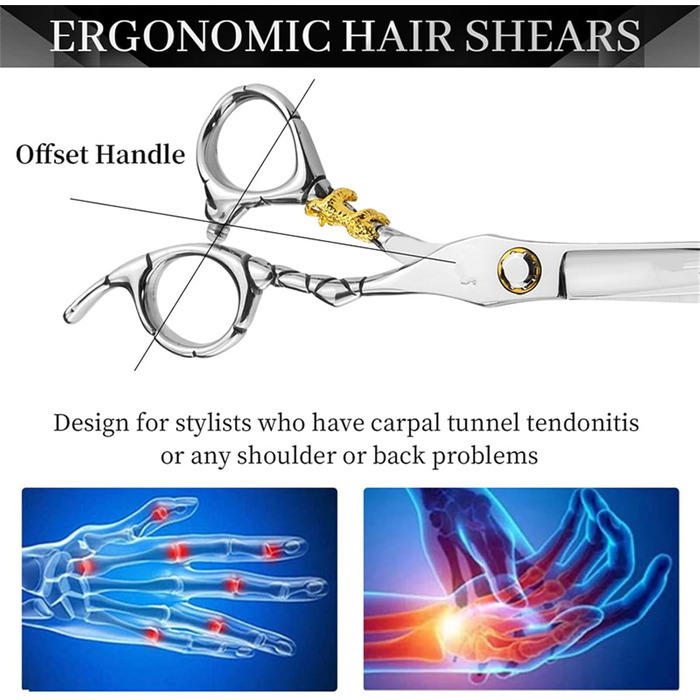 Набір професійних ножиць для грумінгу собак 6 дюймів: прямі та проріджуючі ножиці з регулюванням та золотою ручкою