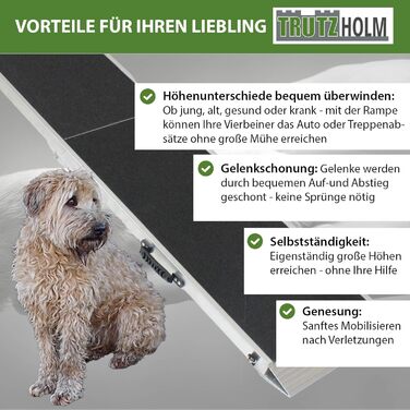 Рампа для собак TRUTZHOLM, розкладна, 183 см, вантажопідйомність 180 кг, алюміній, сірий/чорний, з сумкою
